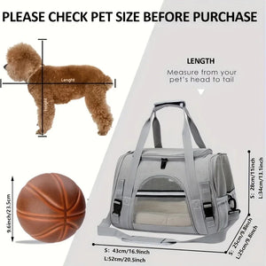 Portable Cat Bags Soft-Sided Pet Carrying Four-Sided Breathable Carrier Bags with Fur Pad Cats Handbag Travel Bag Transport Bag