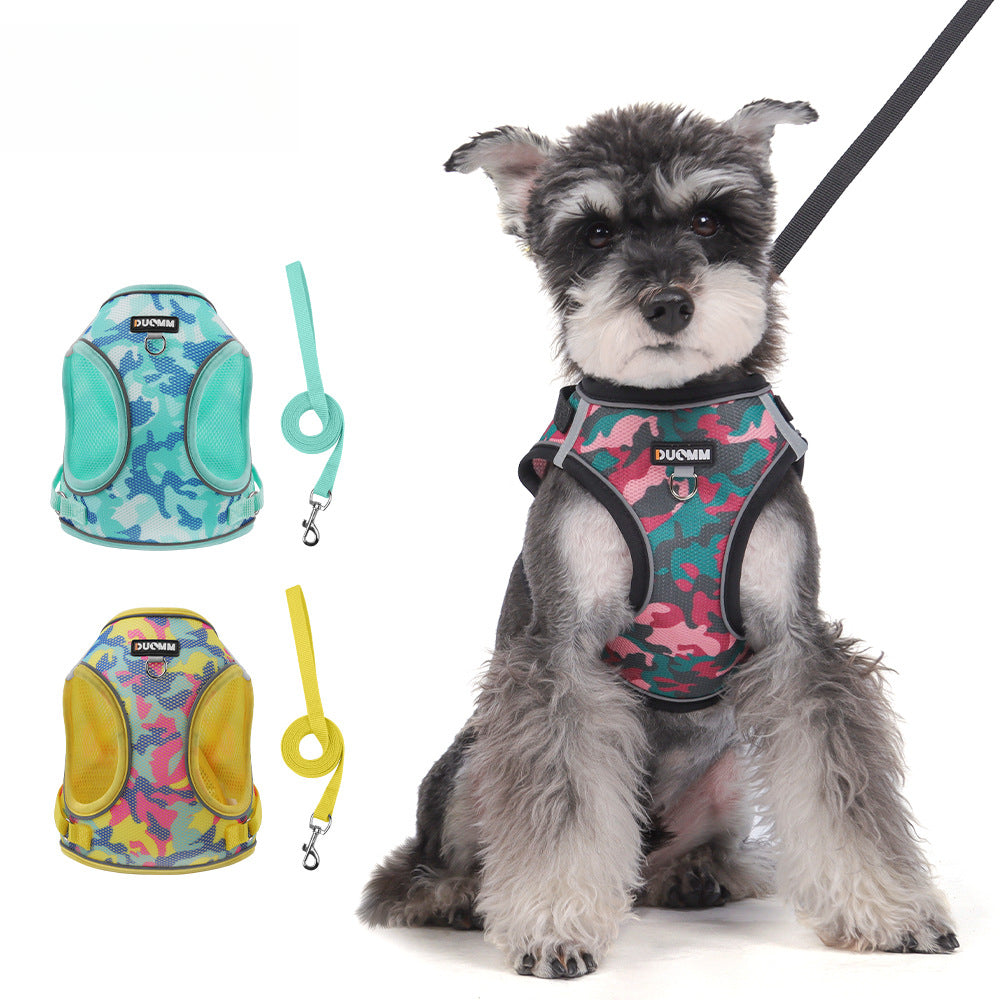 Dog leash new vest-style pet Bichon Bear Teddy reflective breathable dog leash small dog chest strap