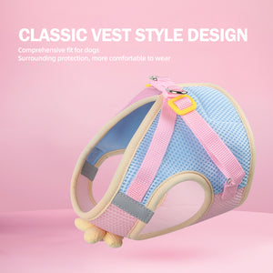 Dog leash dopamine contrasting chest strap small dog Bichin dog chest and back breathable and burden-reducing cat leash