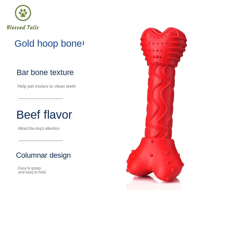 Molar Teeth Cleaning Dog Bite-Simulation Beef Taste Self-Relieving Stuffy Golden Hoop Bone Pet Toy