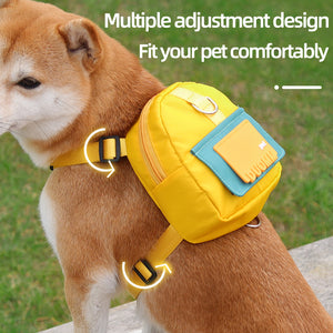 New leash vest-style pet self-backpack cartoon dog schoolbag outdoor dog small schoolbag pet supplies