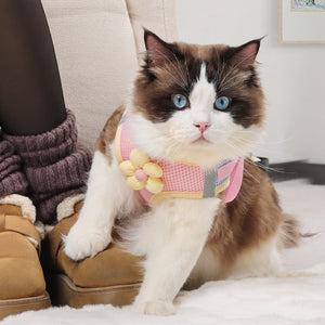 Cute loral Mesh Dog Harness with Matching Leash, Summer Lightweight Pet Vest, 3 Colors Available