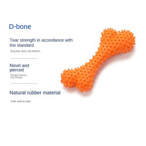 Natural Rubber Soft Studded Pink Bone Dog Toy - Orange Teether | Border Collie Interactive Teeth Cleaning Toy (141g)