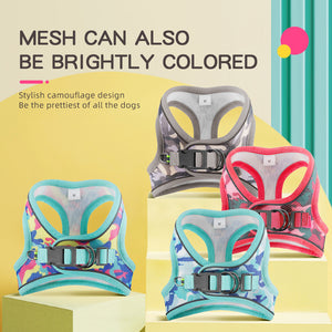 New dog chest strap reflective breathable dog walking rope camouflage three-piece set of dog traction rope