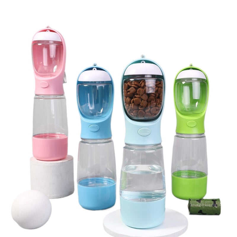 Dog outdoor multi-function three-in-one water cup pet accompanying cup water feeder portable water cup cat and dog drinking water machine