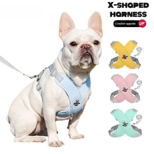 Dog leash, pet chest strap, anti-breaking and breaking away, Shiba Inu vest-style reflective outdoor dog walking leash