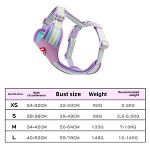 New dog chest and back colorful dopamine pet leash Bichon Pomeranian puppy outdoor dog walking leash