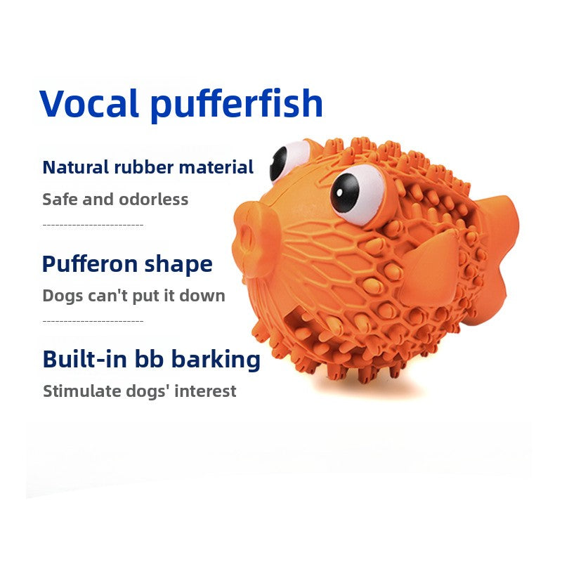 New Natural Rubber Breathable Puffer Dog Toy - Orange Sounding Teething Toy | Interactive Boredom Relieving Pet Toy (220g)