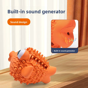 New Natural Rubber Breathable Puffer Dog Toy - Orange Sounding Teething Toy | Interactive Boredom Relieving Pet Toy (220g)