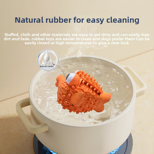 New Natural Rubber Breathable Puffer Dog Toy - Orange Sounding Teething Toy | Interactive Boredom Relieving Pet Toy (220g)