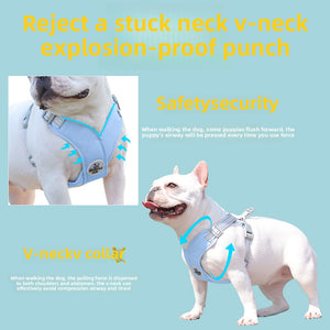 Dog leash, pet chest strap, anti-breaking and breaking away, Shiba Inu vest-style reflective outdoor dog walking leash