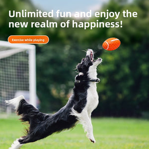 Teething rugby ball puppy toys pet dog interactive training vocal cleaning teeth bite not broken natural rubber