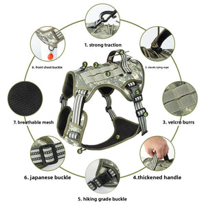 Dog chest back outdoor medium and large dog multifunctional tactical vest explosion-proof big dog leash dog chest back