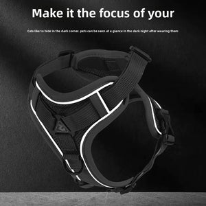 New cat traction rope vest-style pet chest strap reflective breathable and anti-breaking small dog walking cat traction rope