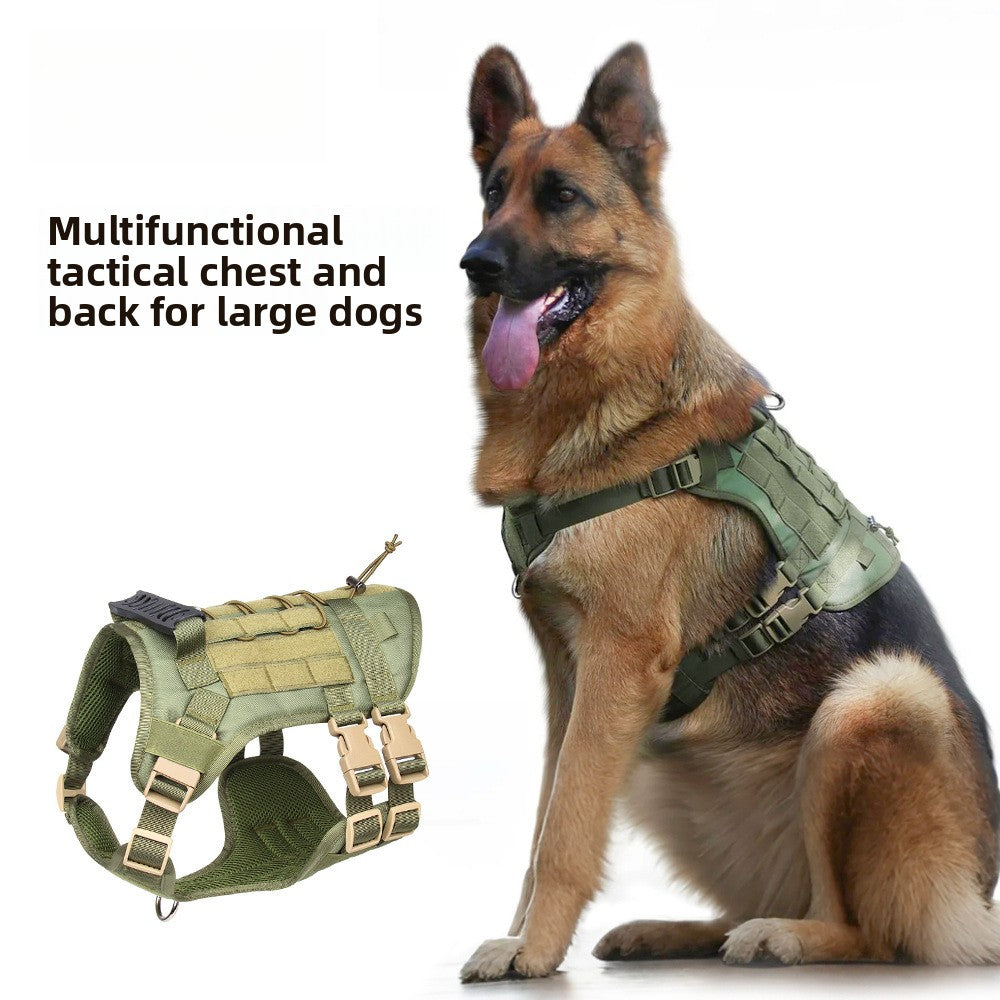 Two-piece set of large dog tactical chest strap outdoor waterproof explosion-proof traction leash chest strap medium and large working dog vest