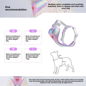 New dog chest and back colorful dopamine pet leash Bichon Pomeranian puppy outdoor dog walking leash